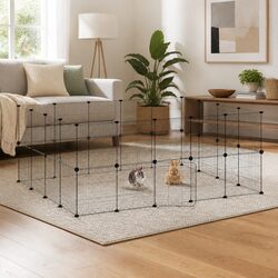 Durable 36-Panel Pet Cage with Door Black 35x35 cm