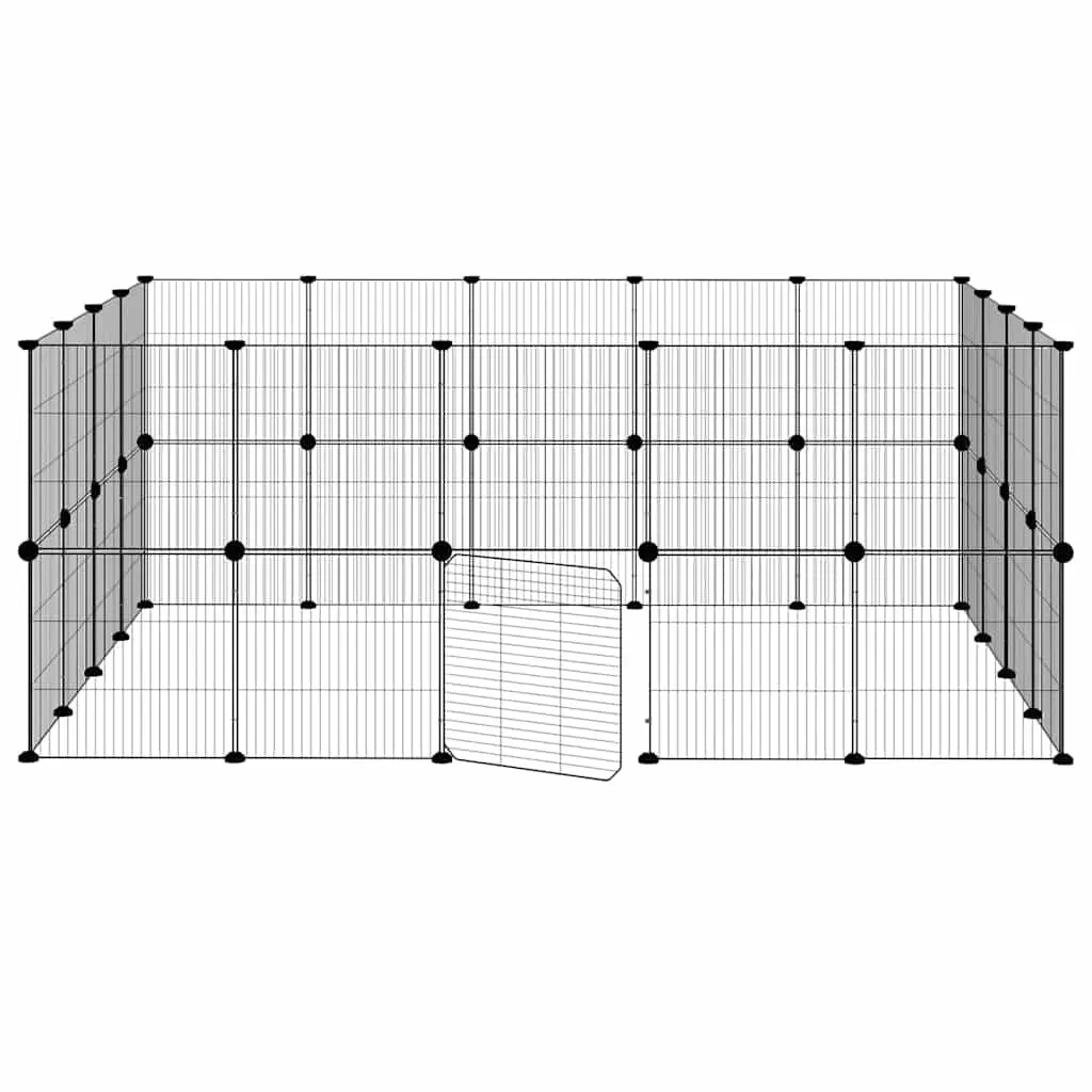 Pet Cage Powder-Coated Steel 175x140x70 cm Black 36 Panel DIY Animal Enclosure