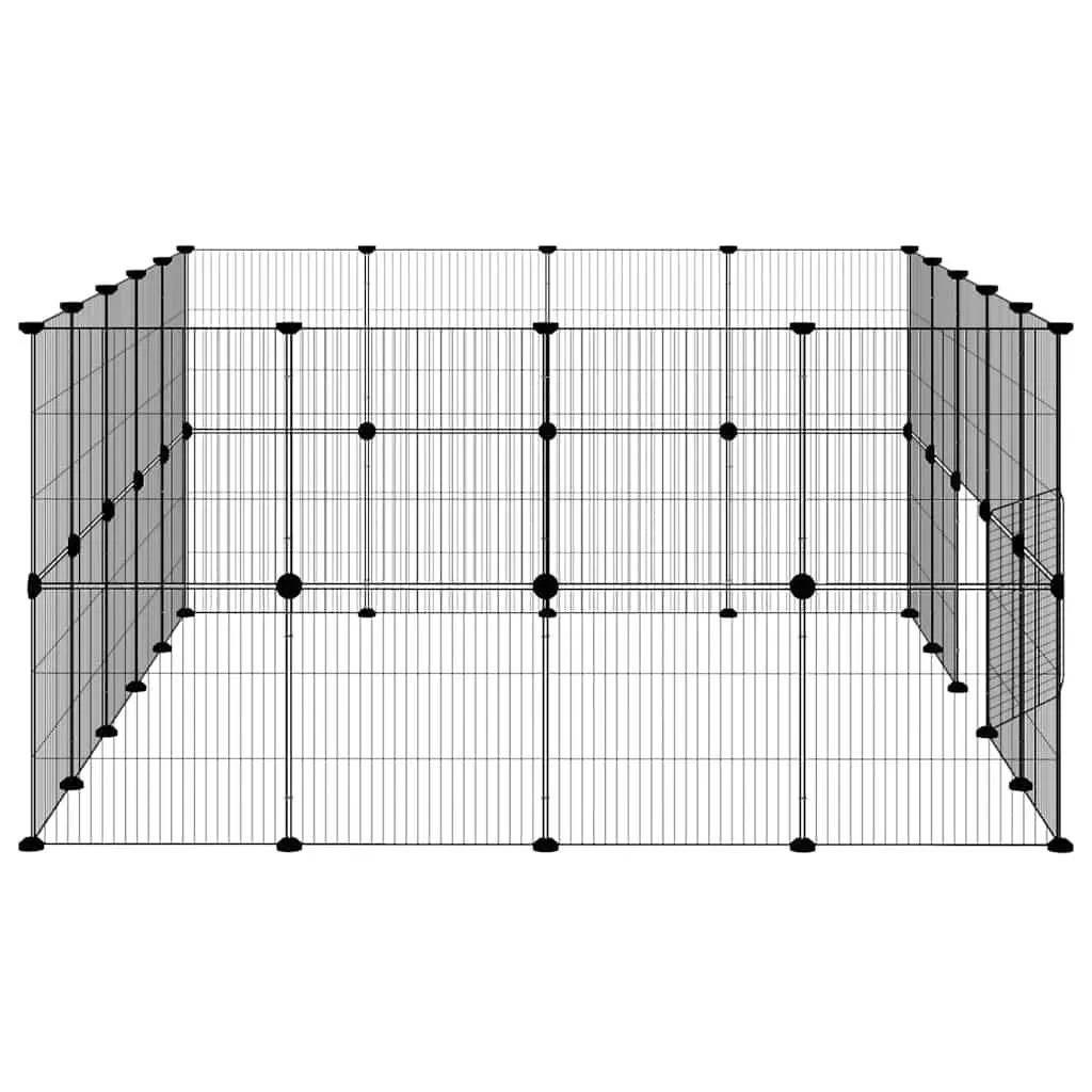 Pet Cage Powder-Coated Steel 175x140x70 cm Black 36 Panel DIY Animal Enclosure