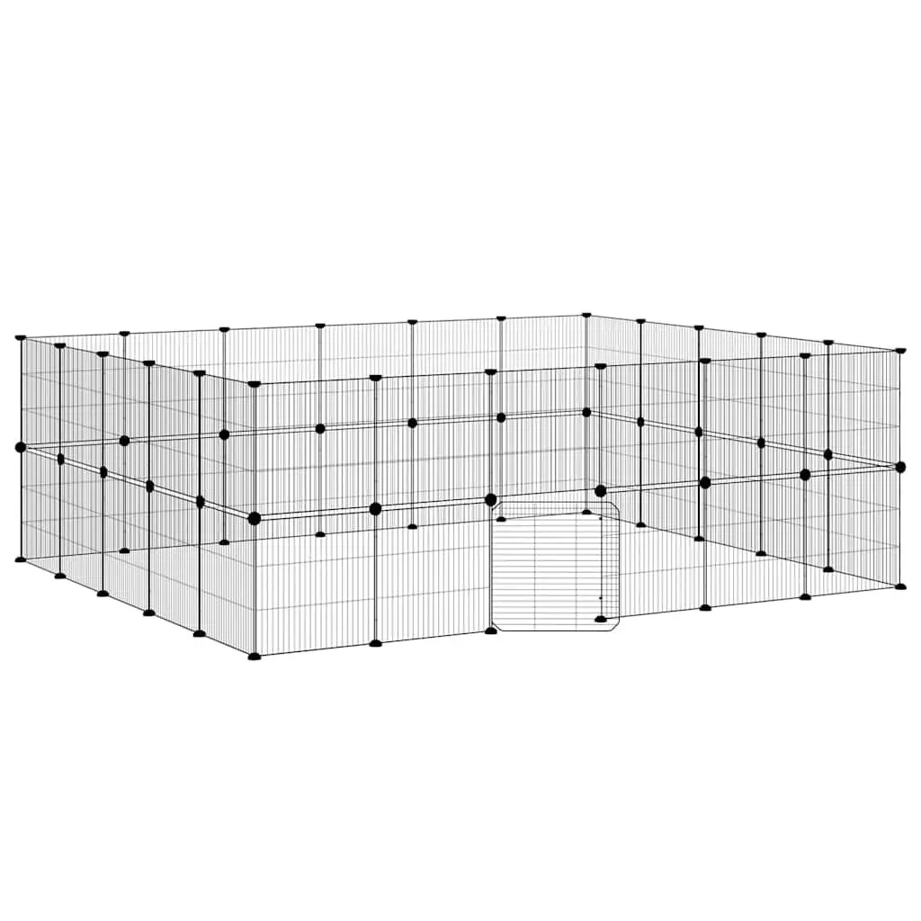 44-Panel Playpen for Small Animals, Black