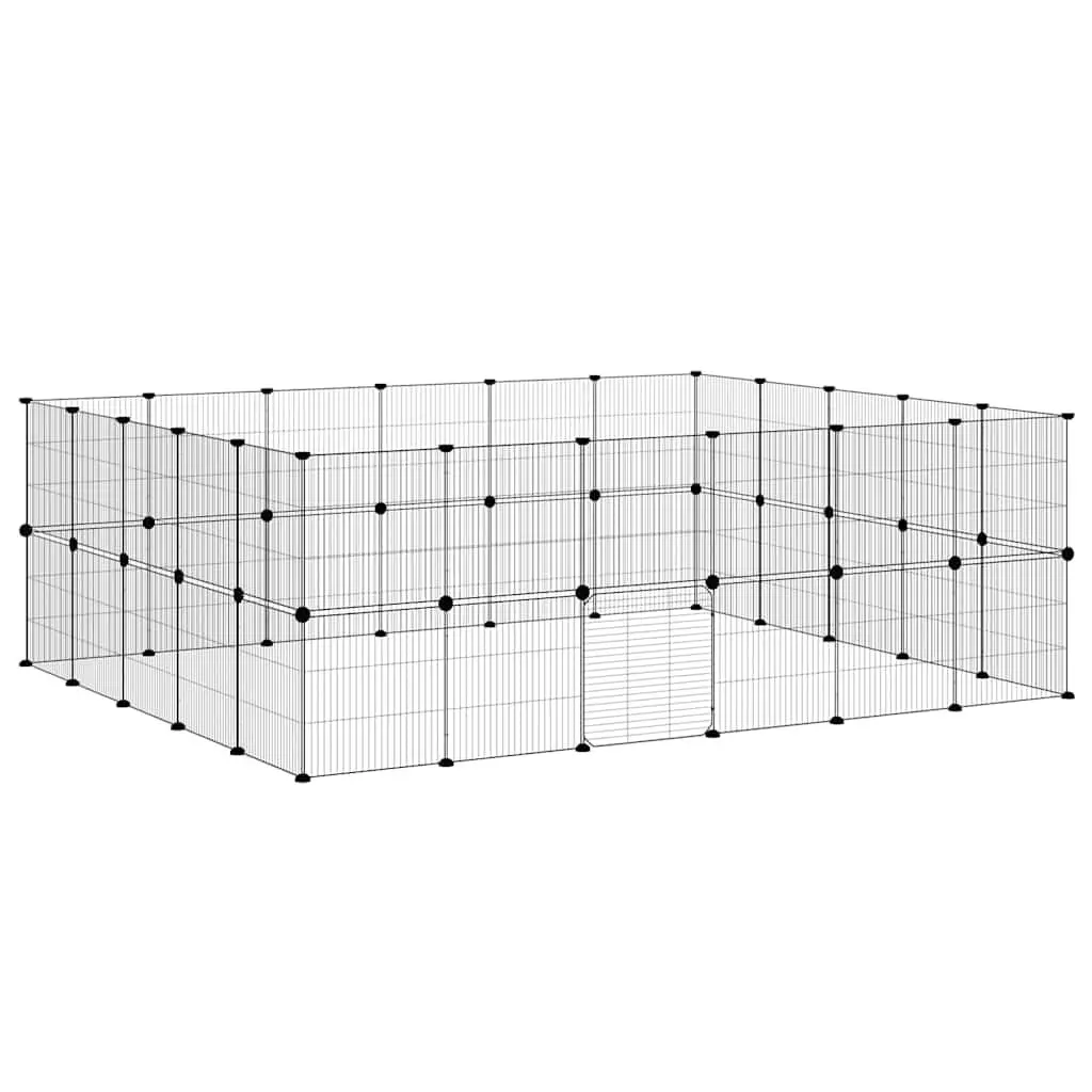 44-Panel Playpen for Small Animals, Black