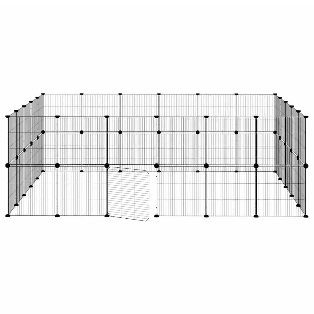 44-Panel Playpen for Small Animals, Black