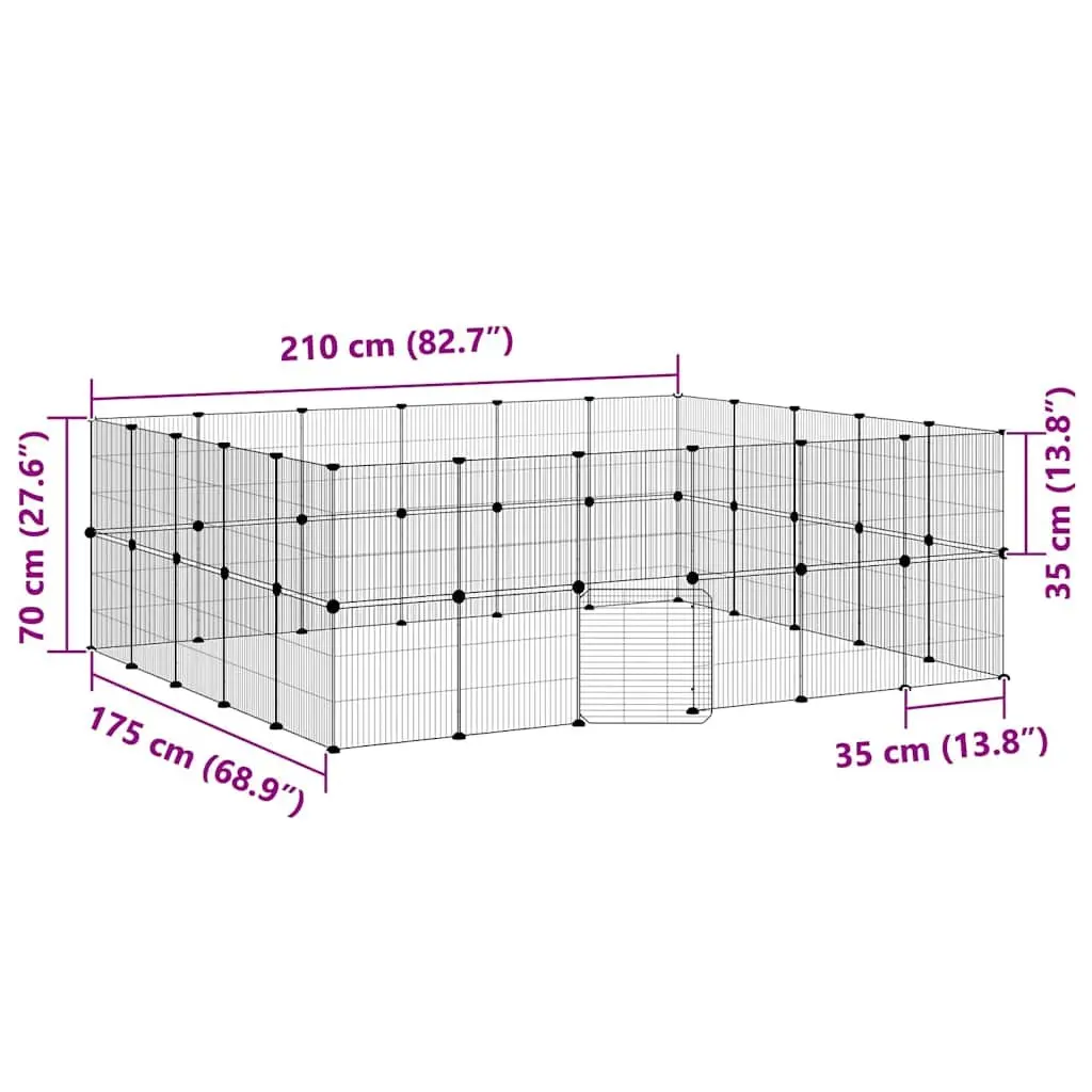 44-Panel Playpen for Small Animals, Black