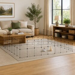 Durable 60-Panel Black Pet Cage with Door 35x35 cm