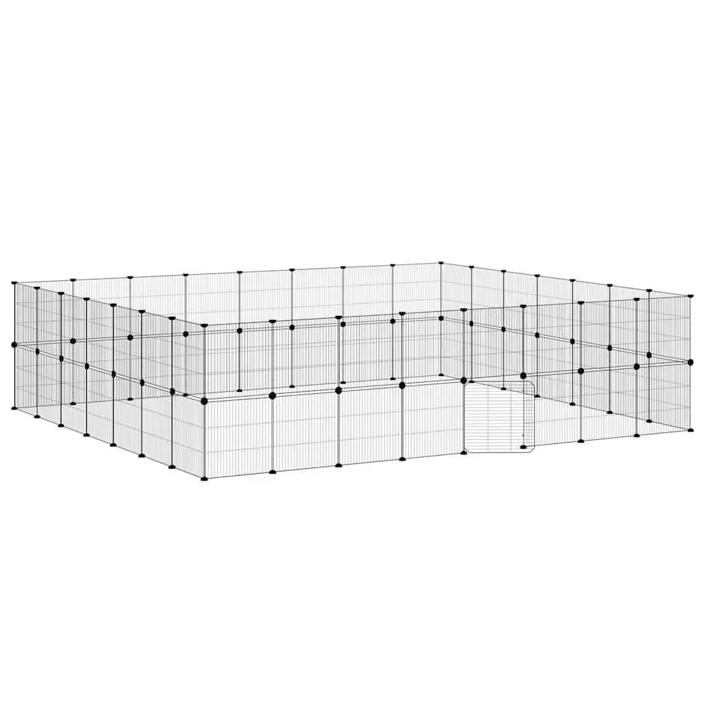 60-Panel Black Pet Cage with Door 35x35 cm