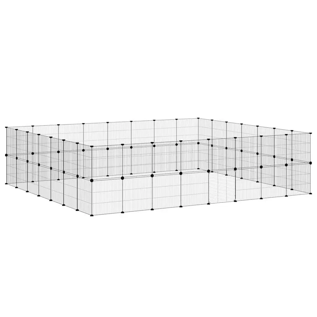 60-Panel Black Pet Cage with Door 35x35 cm