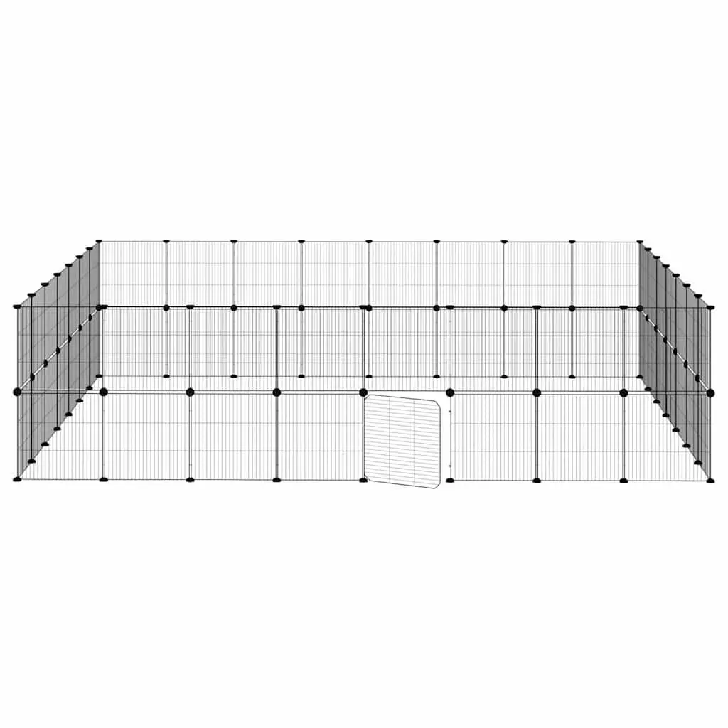 60-Panel Black Pet Cage with Door 35x35 cm