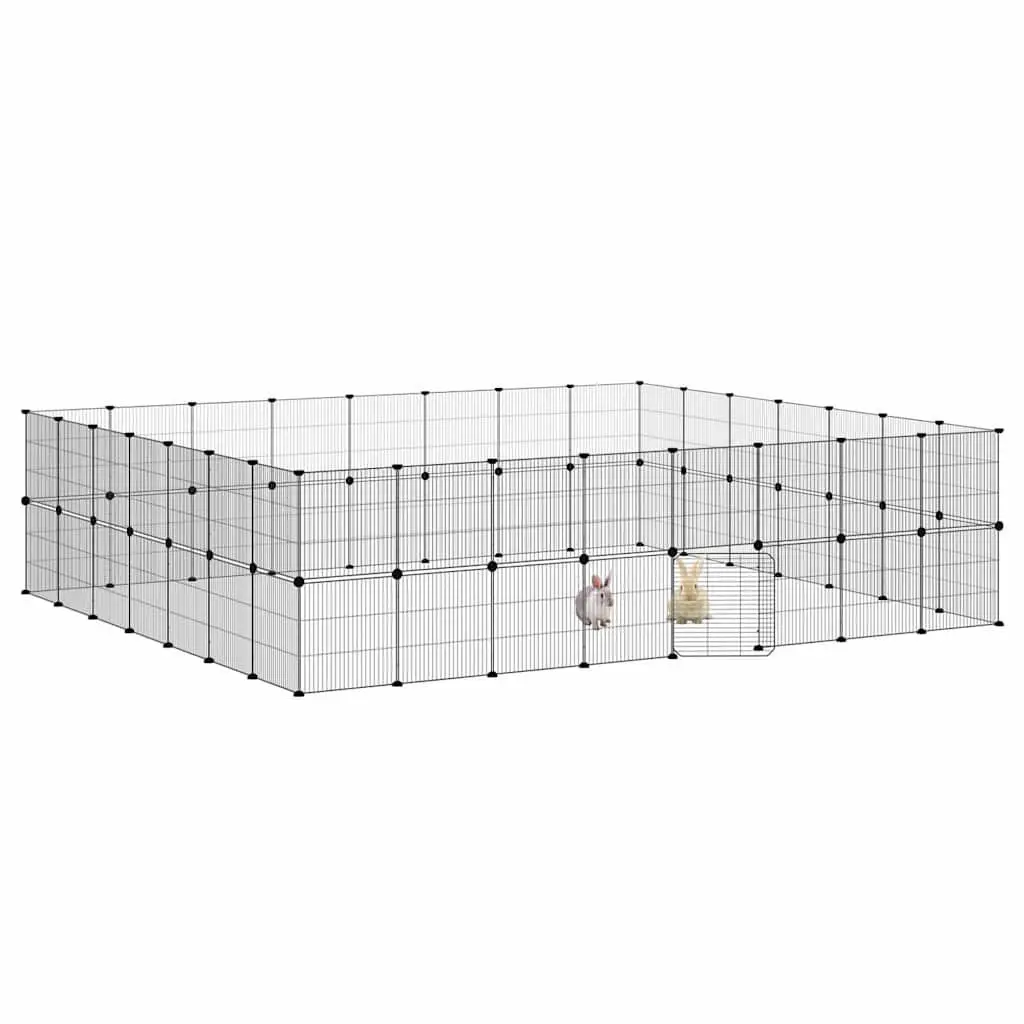 60-Panel Black Pet Cage with Door 35x35 cm