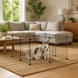 Durable 12-Panel Black Pet Cage with Convenient Door