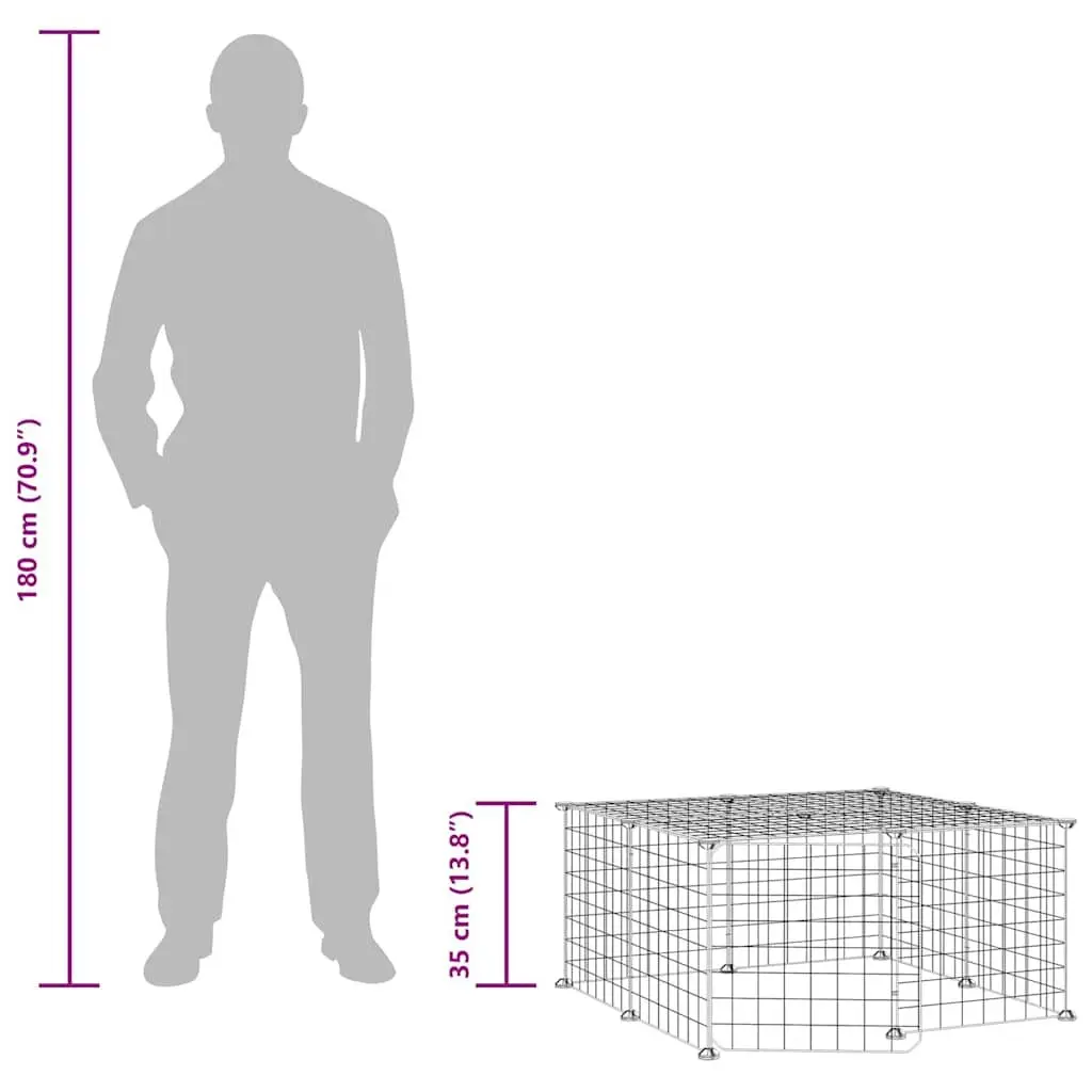 12-Panel Pet Cage with Door Black 35x35 cm Small Animal Habitat Enclosure