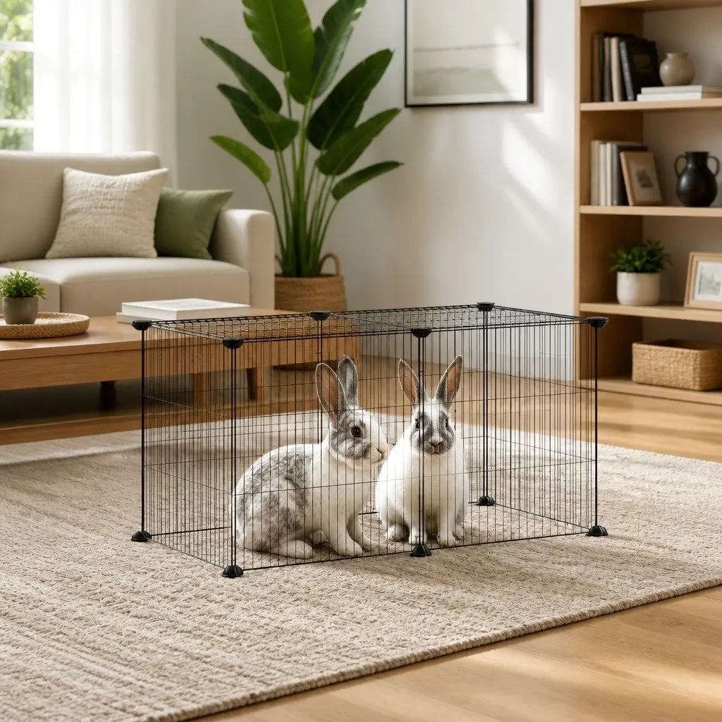 8-Panel Small Animal Enclosure Black 35x35cm