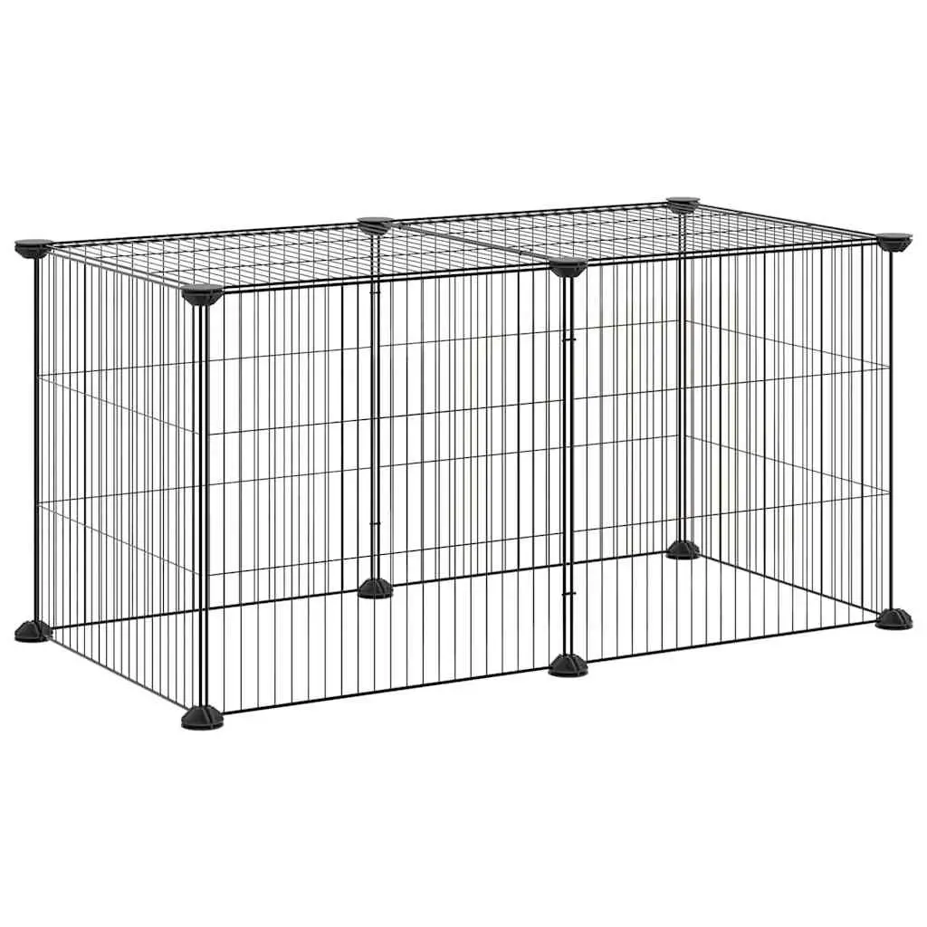 8-Panel Small Animal Enclosure Black 35x35cm