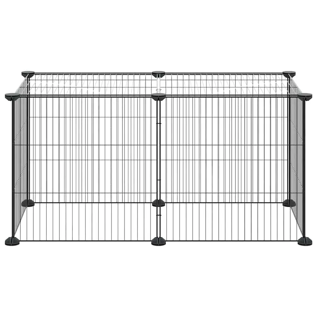 8-Panel Small Animal Enclosure Black 35x35cm