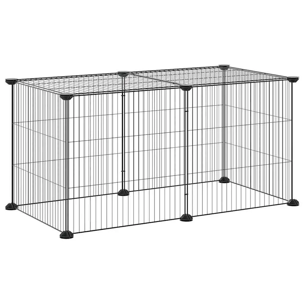 8-Panel Small Animal Enclosure Black 35x35cm