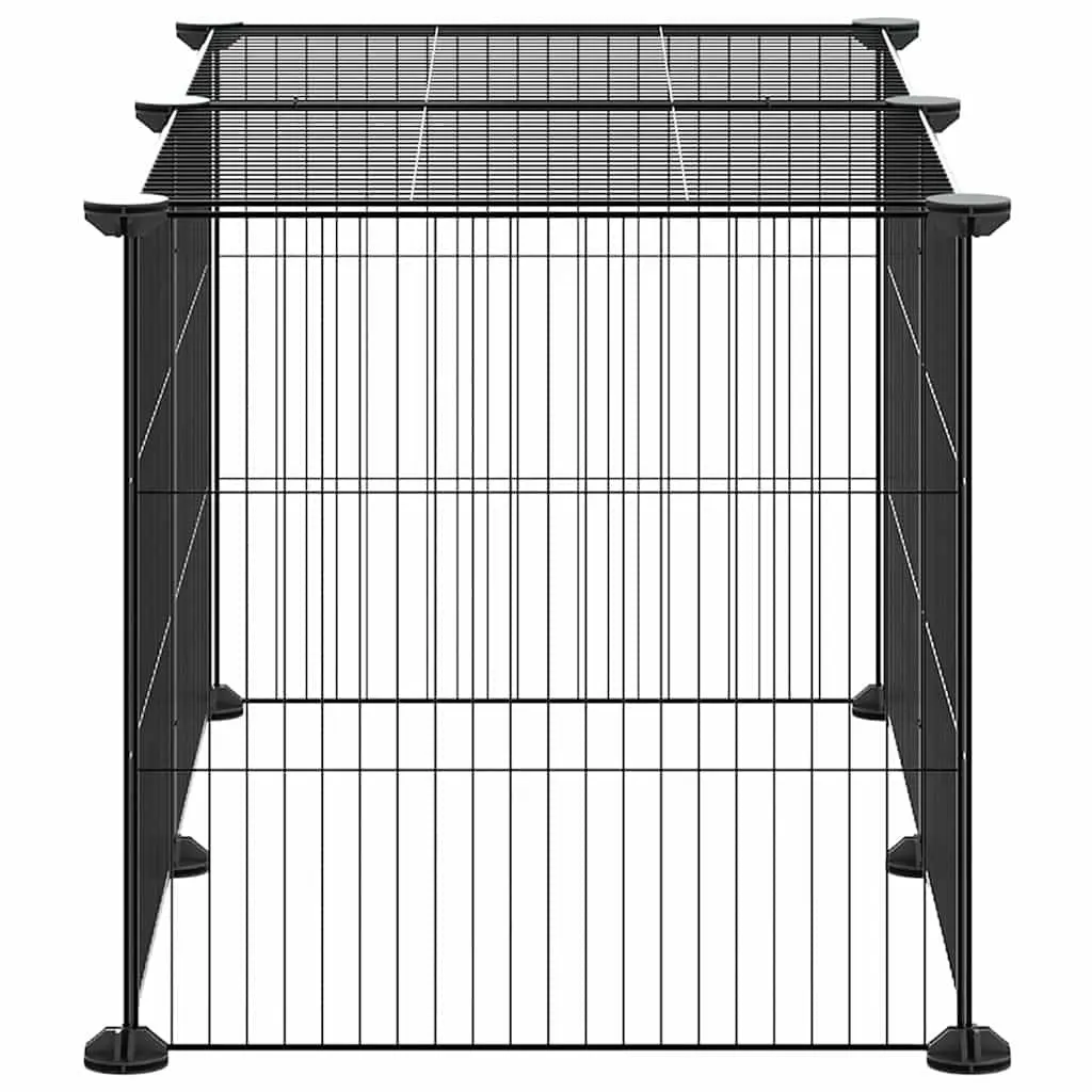 8-Panel Small Animal Enclosure Black 35x35cm