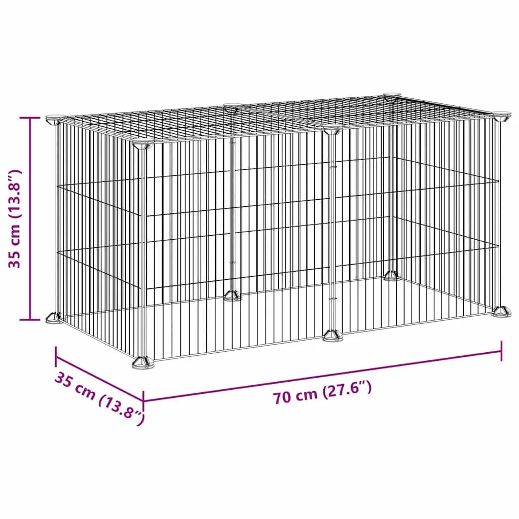 8-Panel Small Animal Enclosure Black 35x35cm