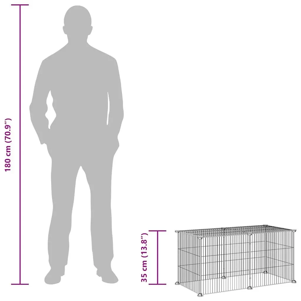 8-Panel Small Animal Enclosure Black 35x35cm