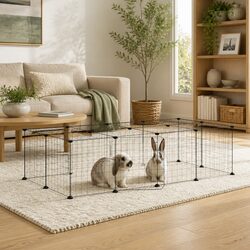 20-Panel Pet Cage with Door Black 35x35 cm Sturdy Steel Small Animal Habitat