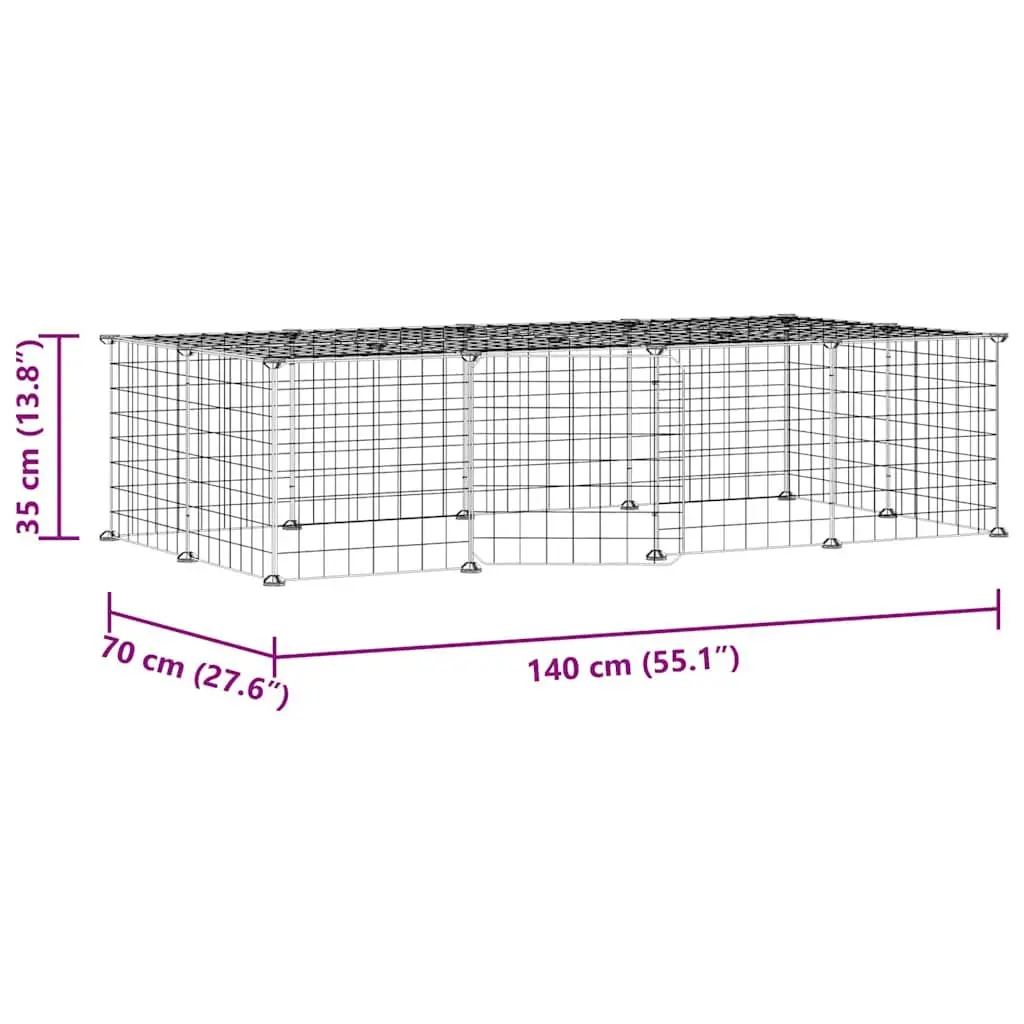 Black 20-Panel Pet Cage with Door 35x35 cm