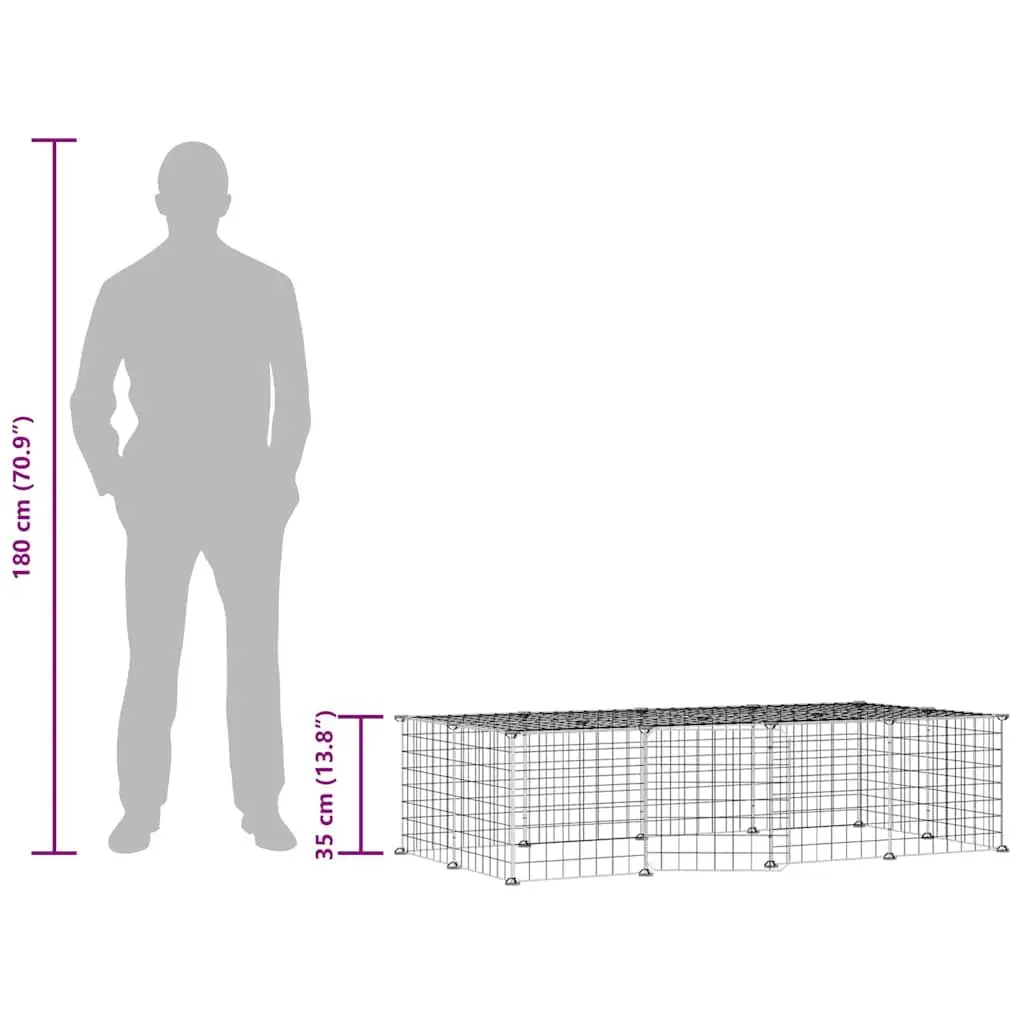 Black 20-Panel Pet Cage with Door 35x35 cm