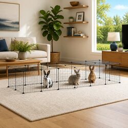 Durable 28-Panel Small Animal Enclosure with Door Black