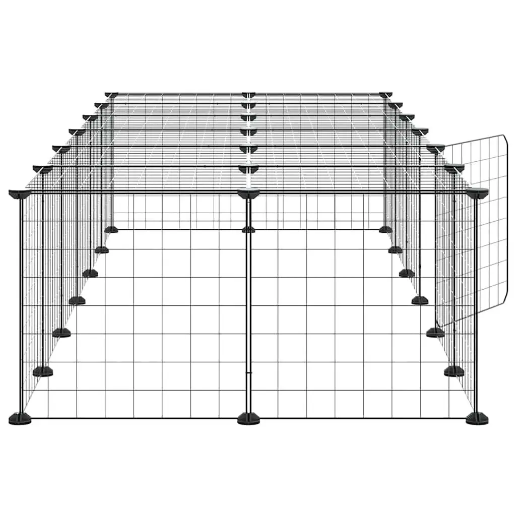 28-Panel Small Animal Enclosure with Door Black