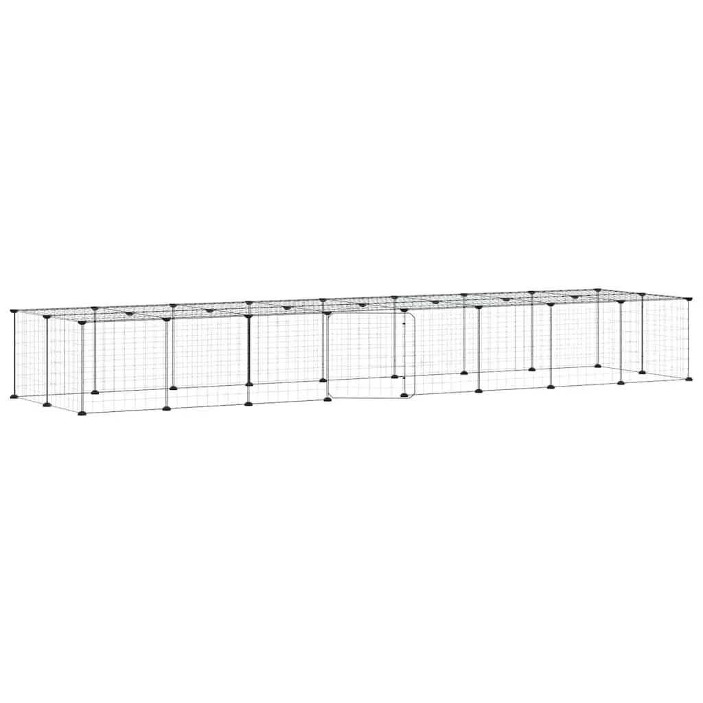 36-Panel Pet Cage with Door Black 35x35 cm