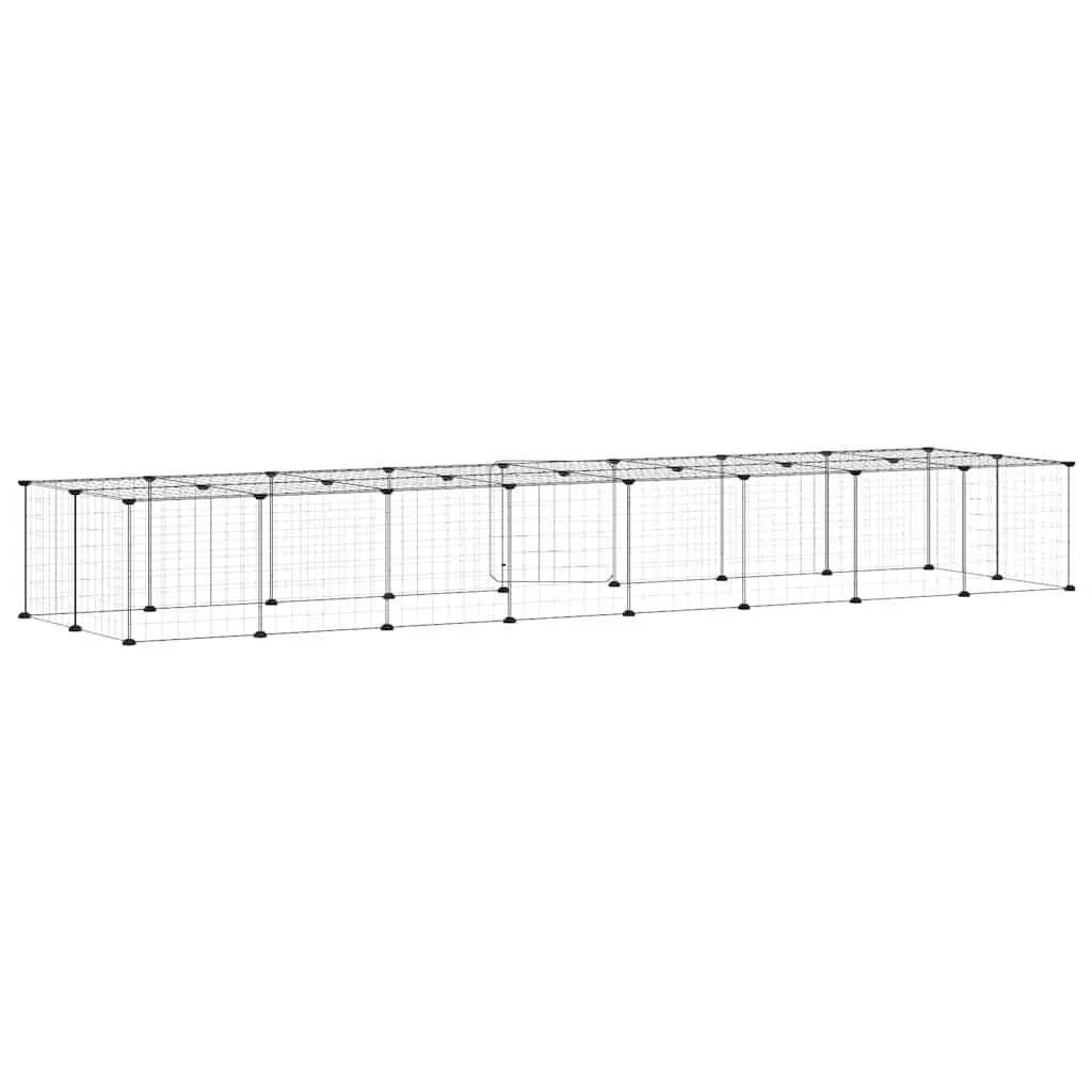 36-Panel Pet Cage with Door Black 35x35 cm