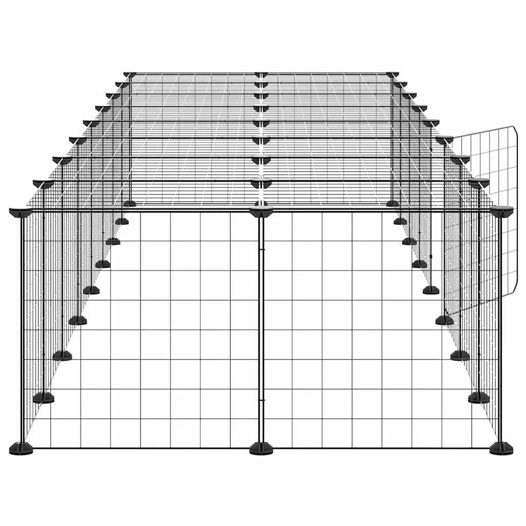 36-Panel Pet Cage with Door Black 35x35 cm
