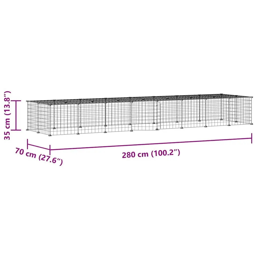 36-Panel Pet Cage with Door Black 35x35 cm