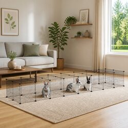 Sturdy 36-Panel Black Pet Cage with Door 35x35 cm