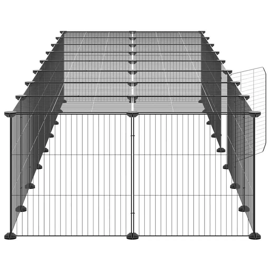 36-Panel Black Pet Cage with Door 35x35 cm