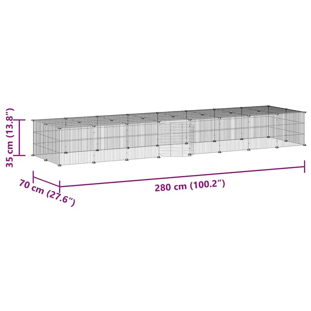 36-Panel Black Pet Cage with Door 35x35 cm