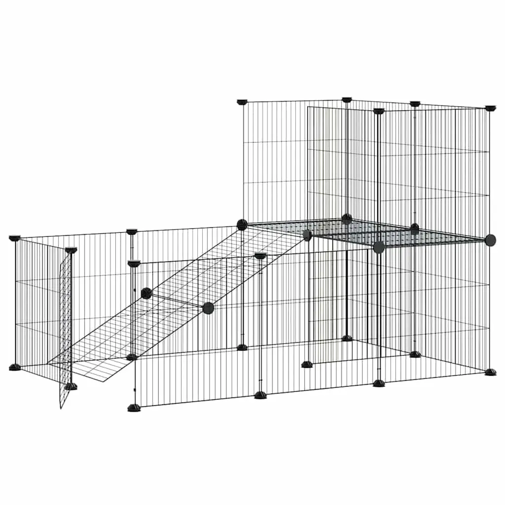 20-Panel Pet Cage with Door Black 35x35cm