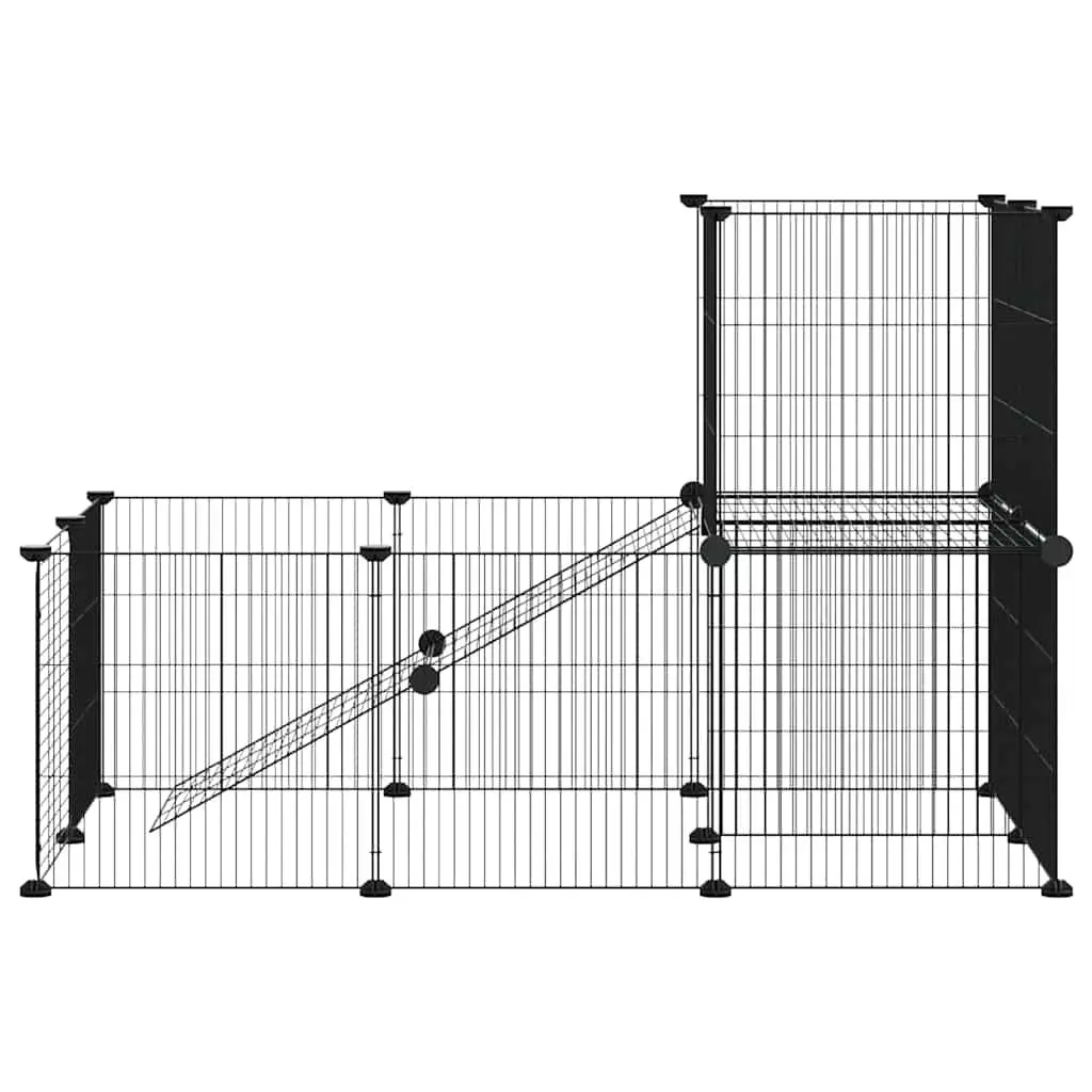 20-Panel Pet Cage with Door Black 35x35cm