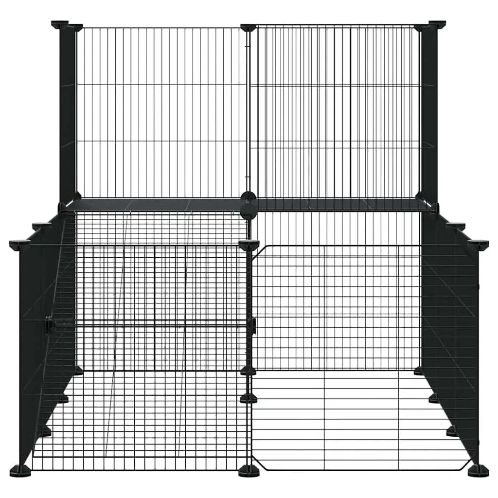 20-Panel Pet Cage with Door Black 35x35cm