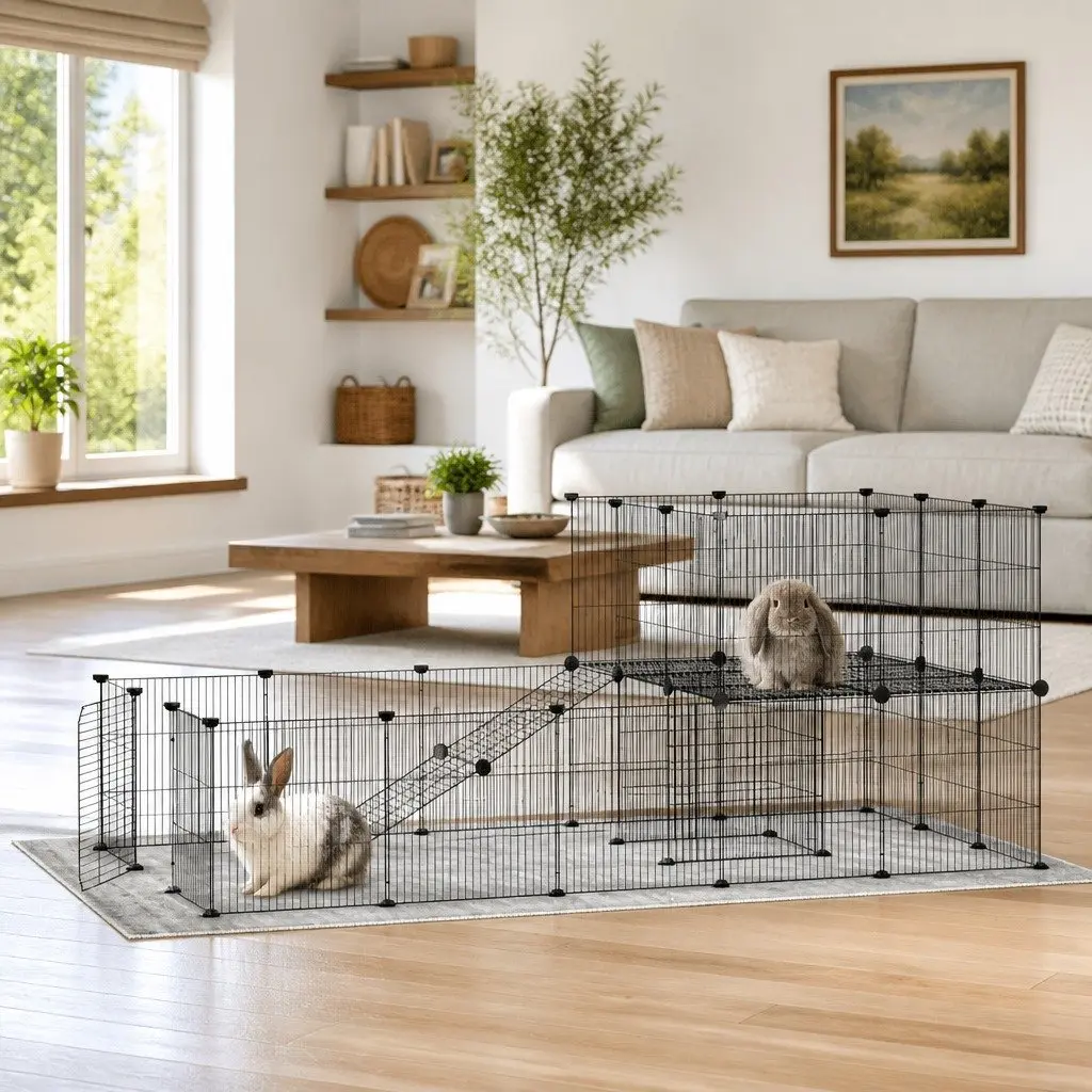 Pet Cage Steel 175x105x70 cm Black 36 Panel DIY Playpen Enclosure