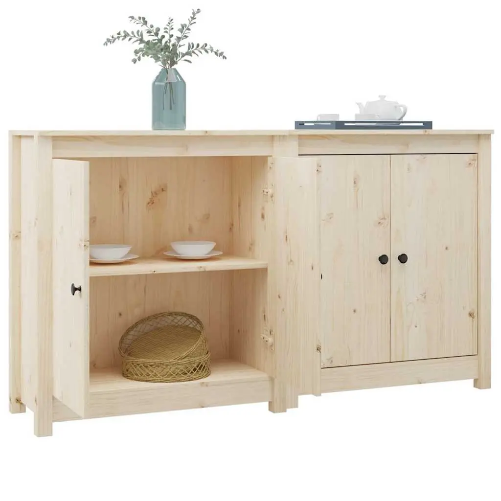Solid Pine Wood Sideboards 2 pcs Brown Storage Cabinet 70x35x80 cm Furniture