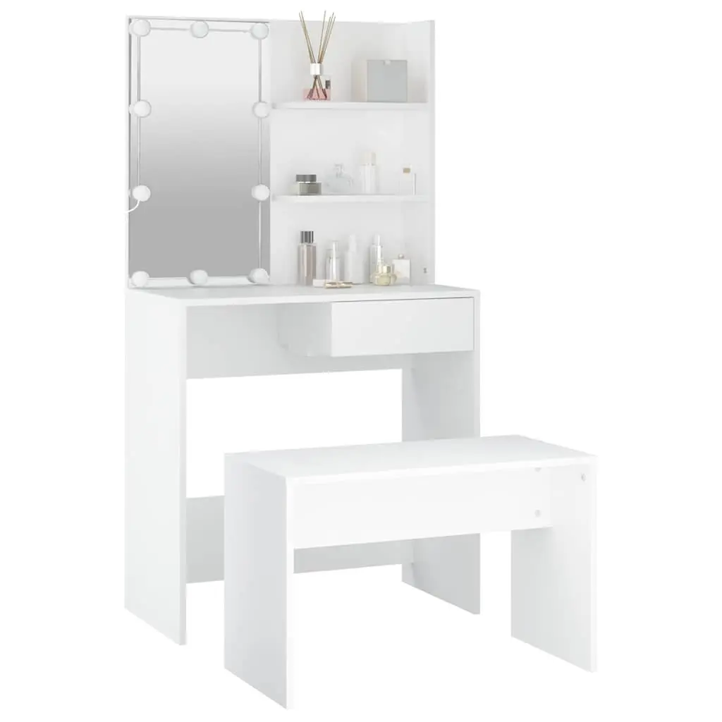 Dressing Table Set with LED Mirror and Stool
