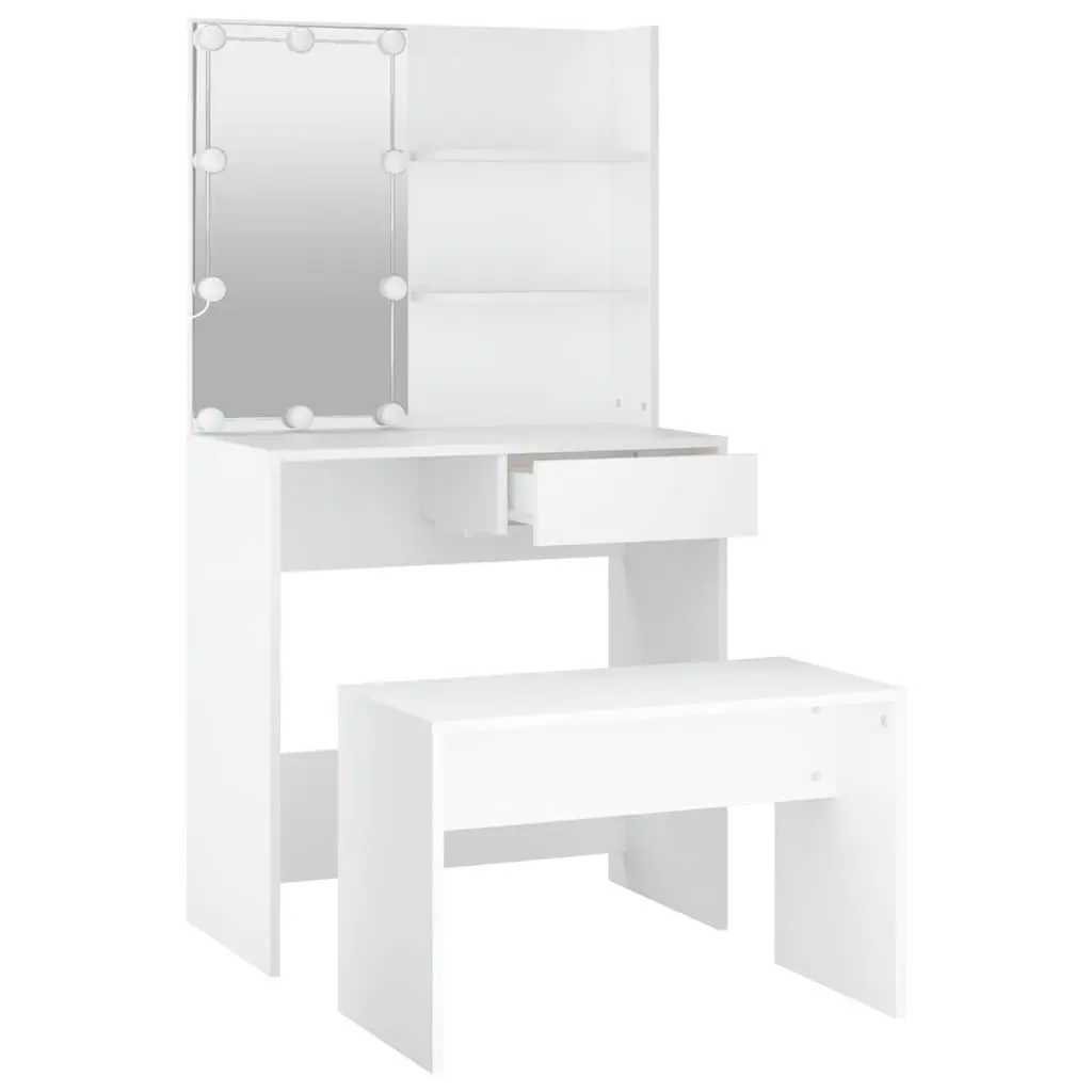 Dressing Table Set with LED Mirror and Stool