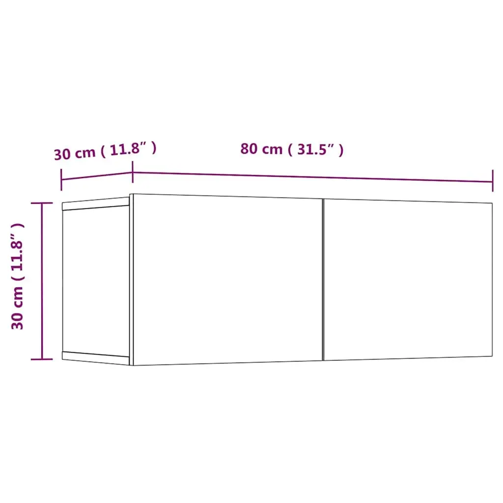 Wall-Mounted TV Cabinet in White Engineered Wood