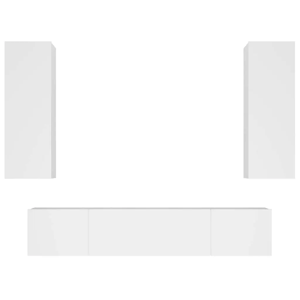 White 4 Piece Wall-Mounted TV Cabinet Set