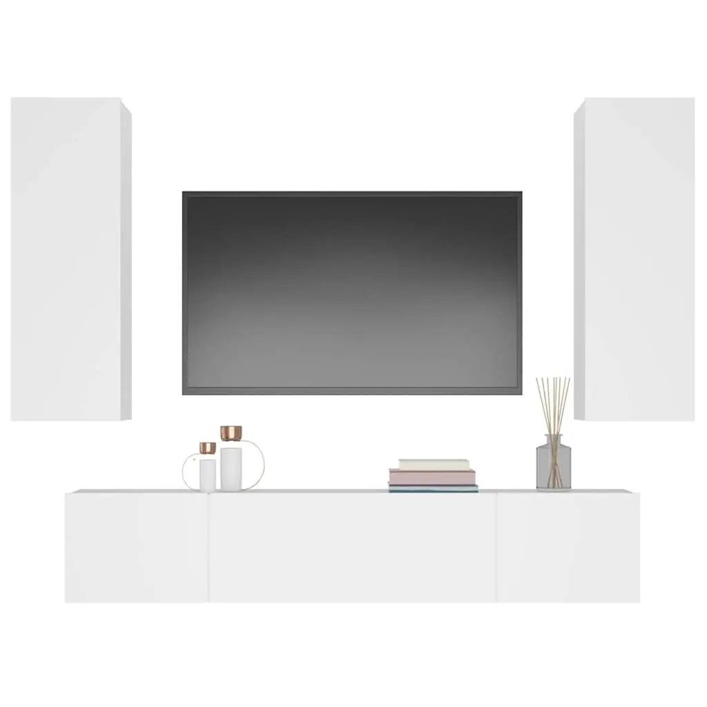 White 4 Piece Wall-Mounted TV Cabinet Set