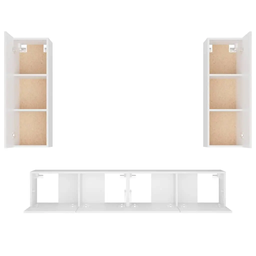 White 4 Piece Wall-Mounted TV Cabinet Set