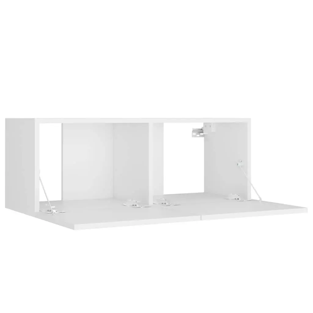 TV Cabinet Set Engineered Wood 8 Piece White Wall-Mounted Storage Unit