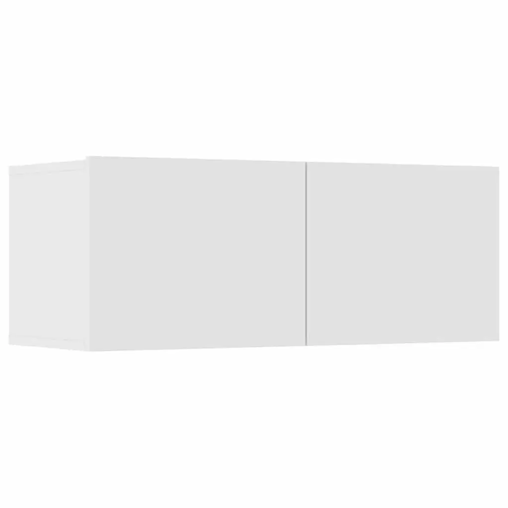 TV Cabinet Set Engineered Wood Wall-Mounted 6 Piece White Storage Unit