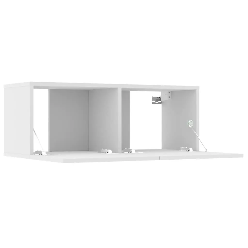 TV Cabinet Set Engineered Wood Wall-Mounted 6 Piece White Storage Unit