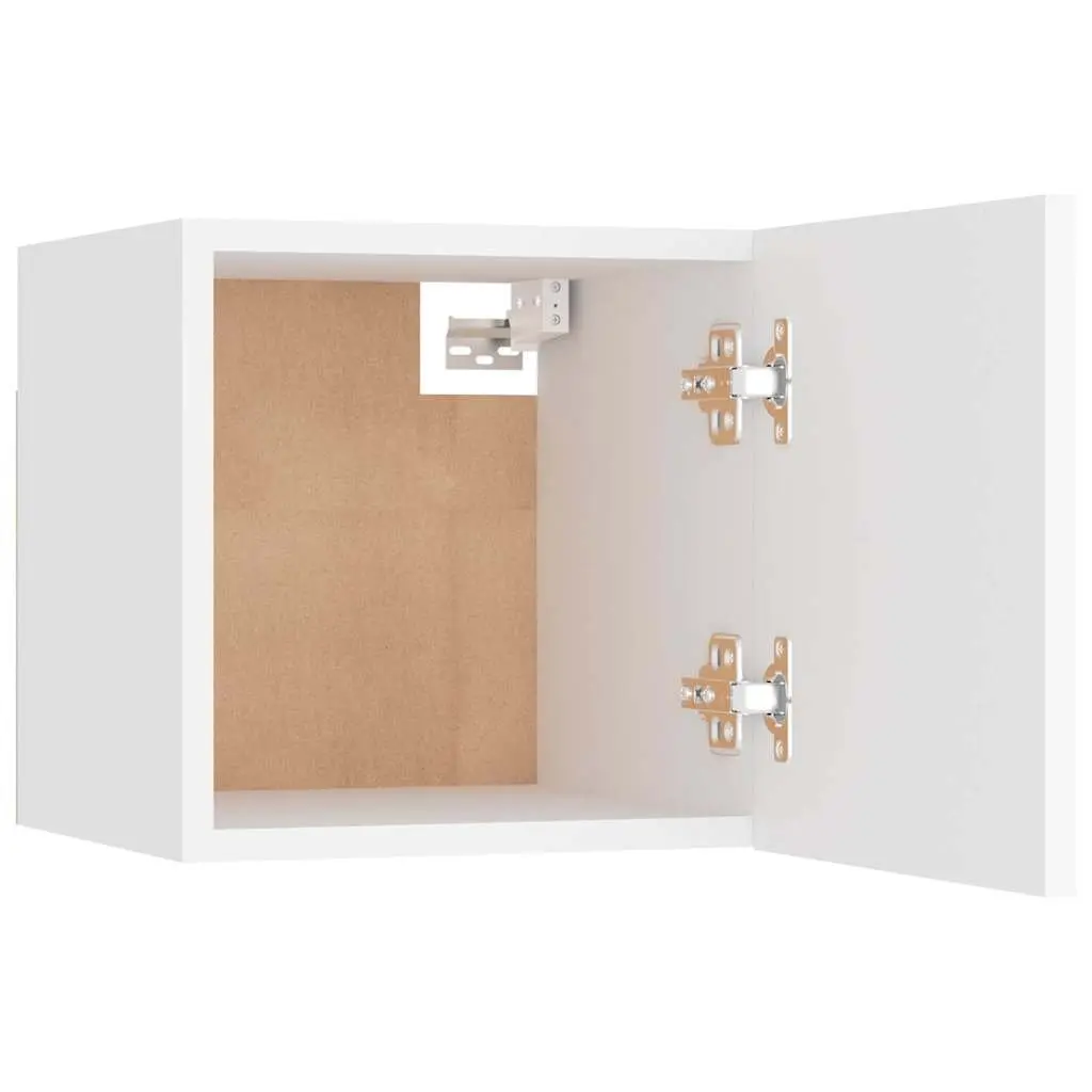 TV Cabinet Set Engineered Wood Wall-Mounted 6 Piece White Storage Unit