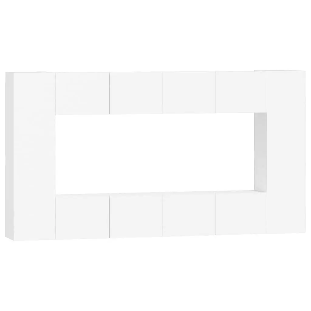 White Wall-Mounted 8 Piece TV Cabinet Set