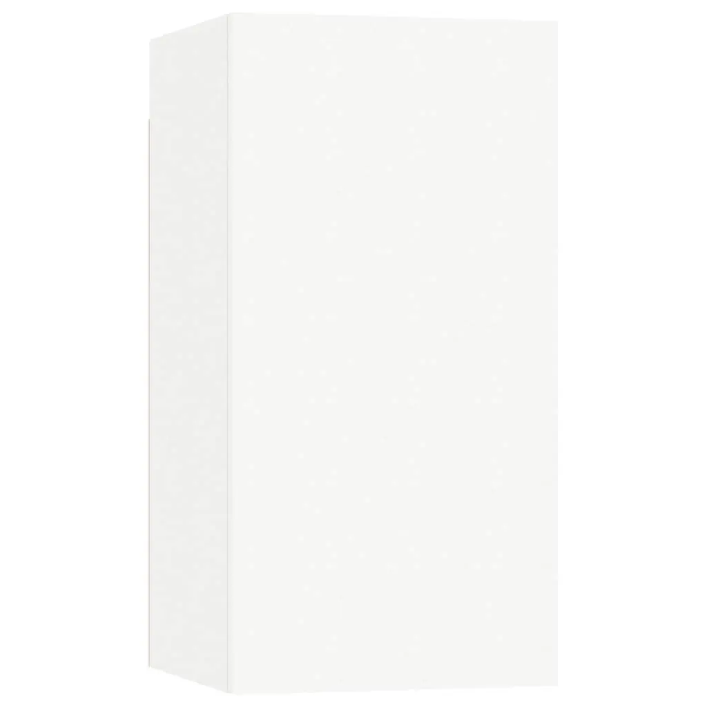 TV Cabinet Set Engineered Wood 6 Piece White Wall-Mounted Storage Unit